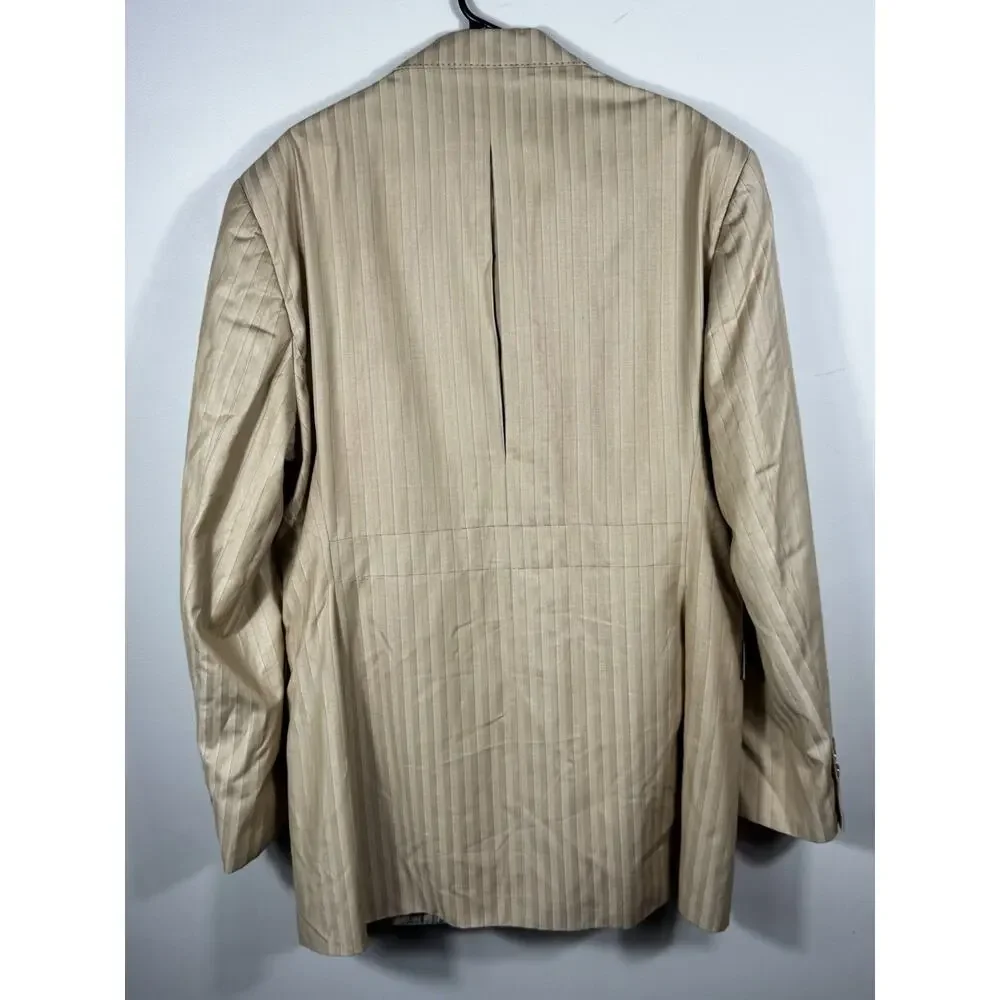 Valentino Ferrel Superior 150’s Beige Pinstripe Suit Jacket 48L / Pants 43L